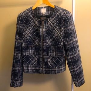 Halogen Zip Front Tweed Blazer